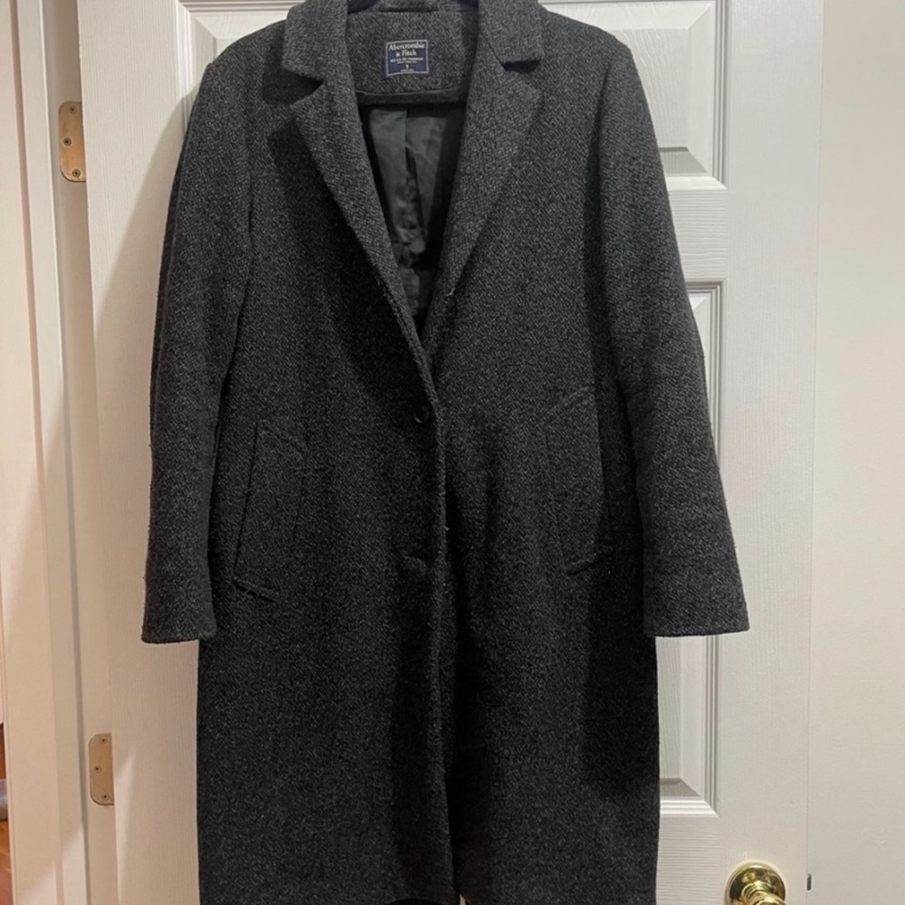Abercrombie Charcoal Wool Blend Dad Coat